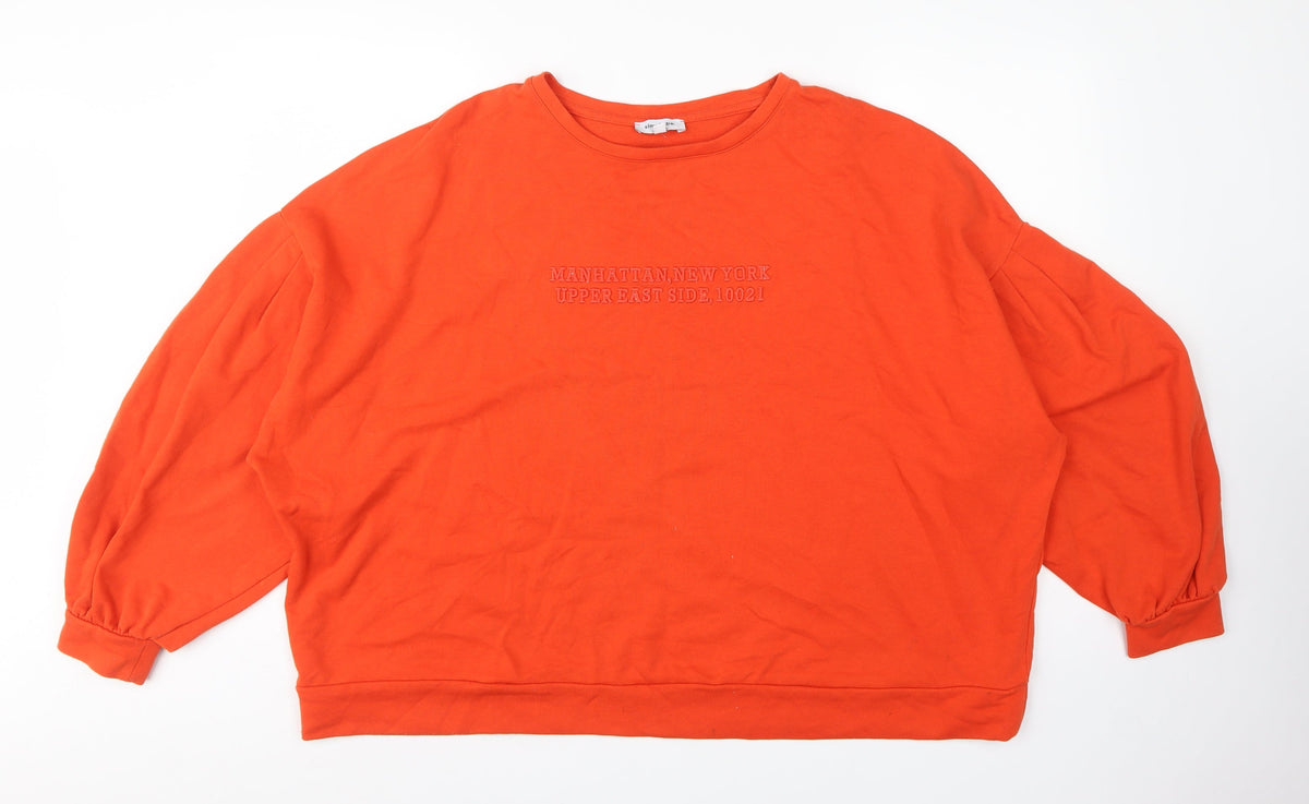 Simply Be Women Orange Size 28 Pullover Sweatshirt Balloon Sleeve