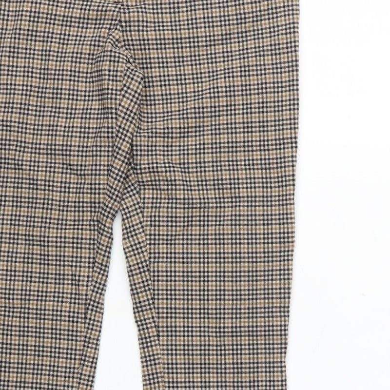 New Look Women’s Beige Check Skinny Trousers UK 10 Zip Pockets