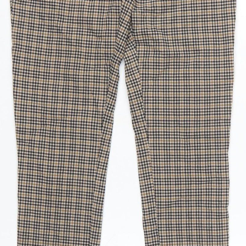 New Look Women’s Beige Check Skinny Trousers UK 10 Zip Pockets