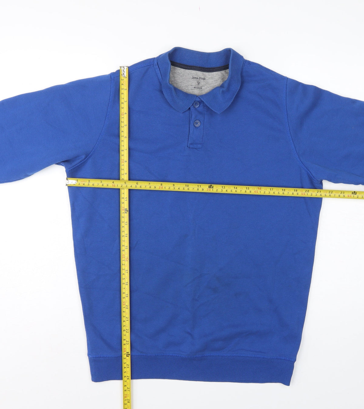 James Pringle Men’s Blue M Collared Henley Cotton Blend Sweatshirt