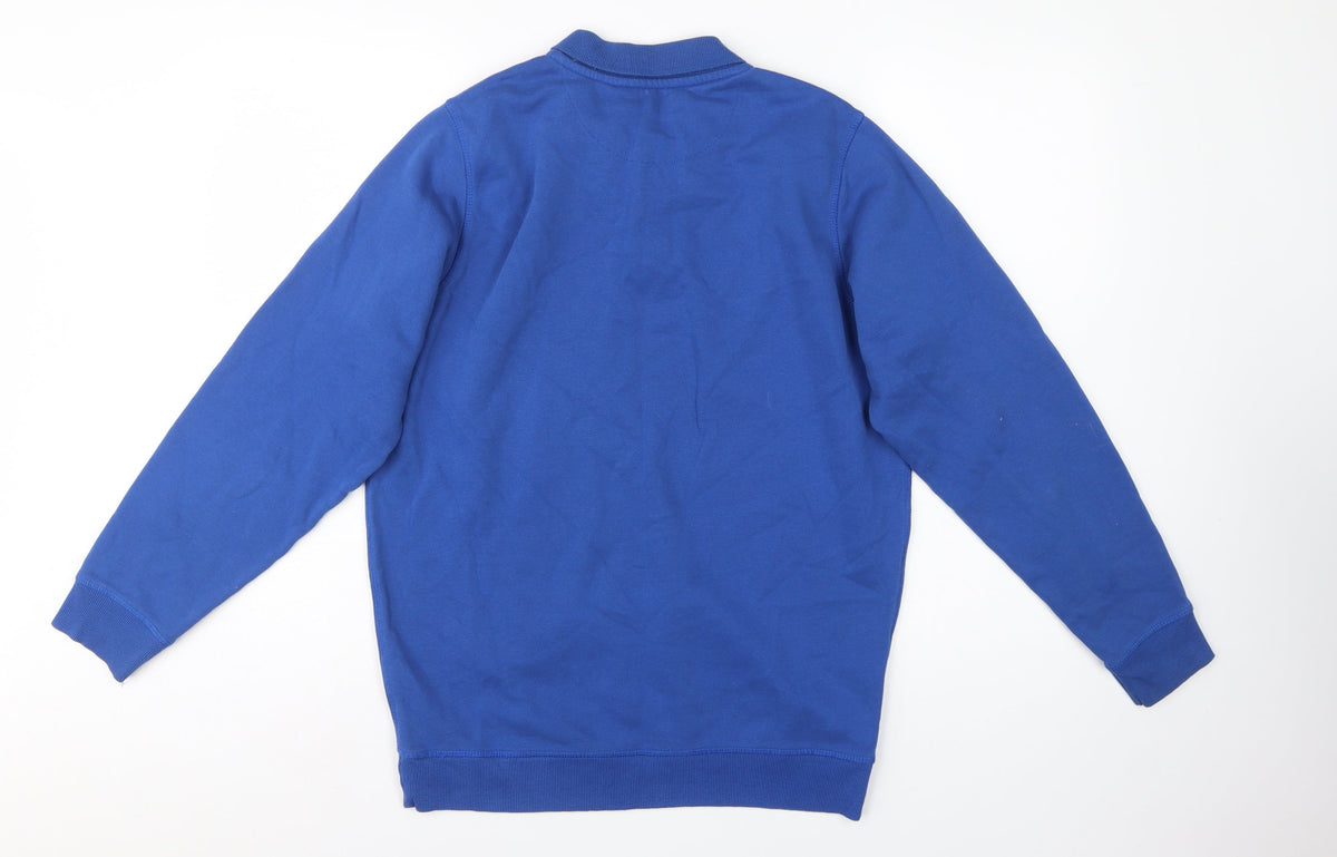 James Pringle Men’s Blue M Collared Henley Cotton Blend Sweatshirt