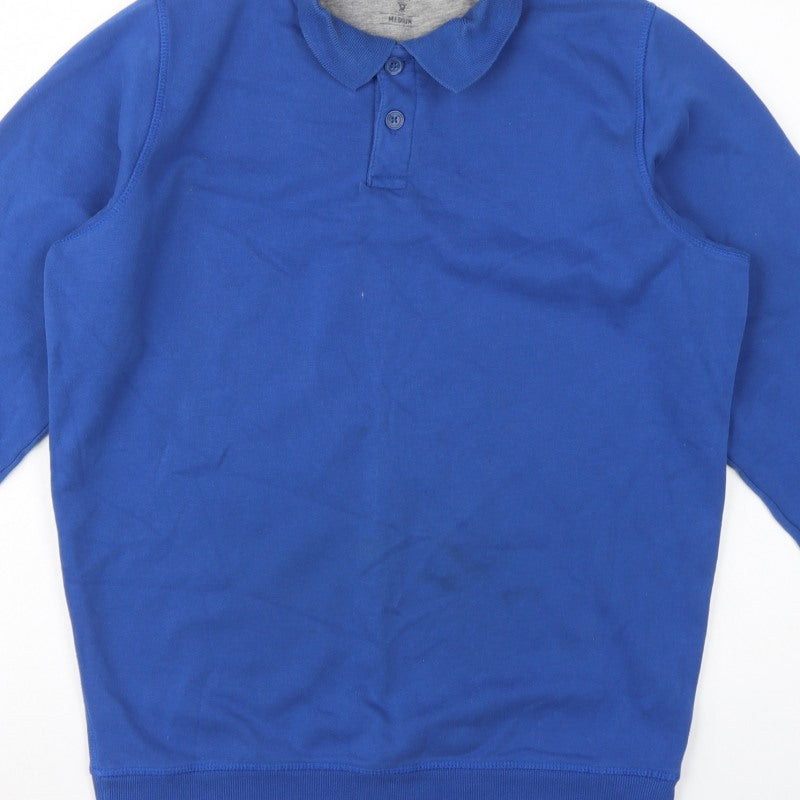 James Pringle Men’s Blue M Collared Henley Cotton Blend Sweatshirt