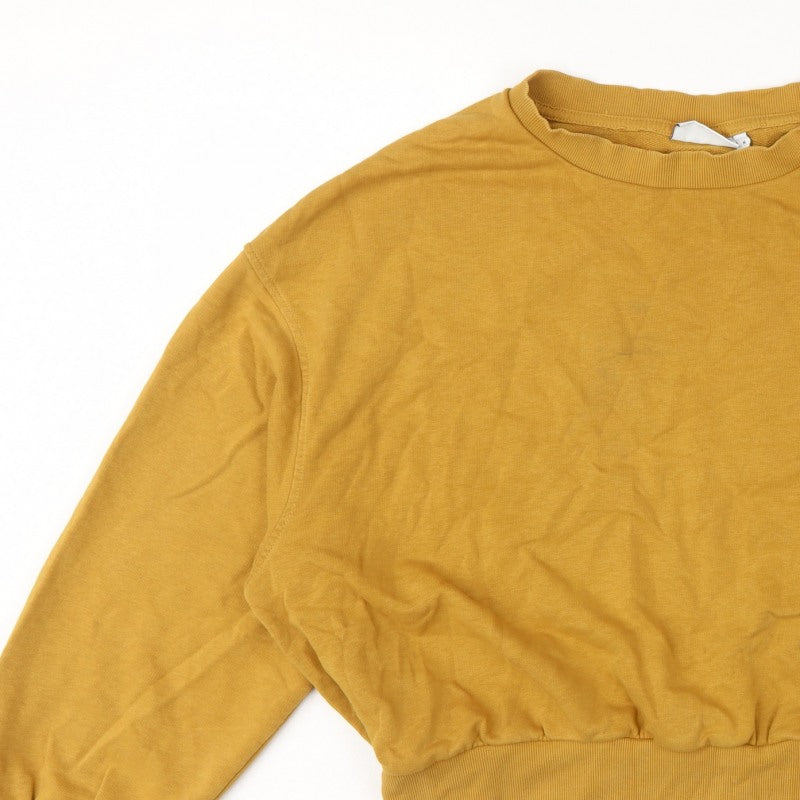 Weekday Women’s Mustard Yellow M Oversized Logo Crew Sweatshirt
