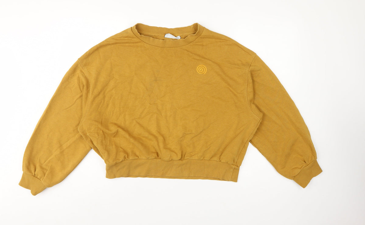 Weekday Women’s Mustard Yellow M Oversized Logo Crew Sweatshirt