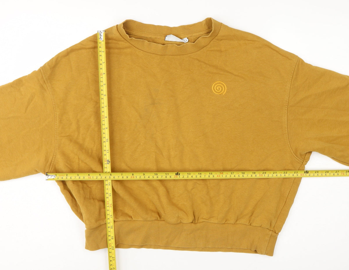 Weekday Women’s Mustard Yellow M Oversized Logo Crew Sweatshirt