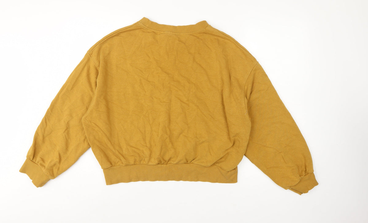 Weekday Women’s Mustard Yellow M Oversized Logo Crew Sweatshirt