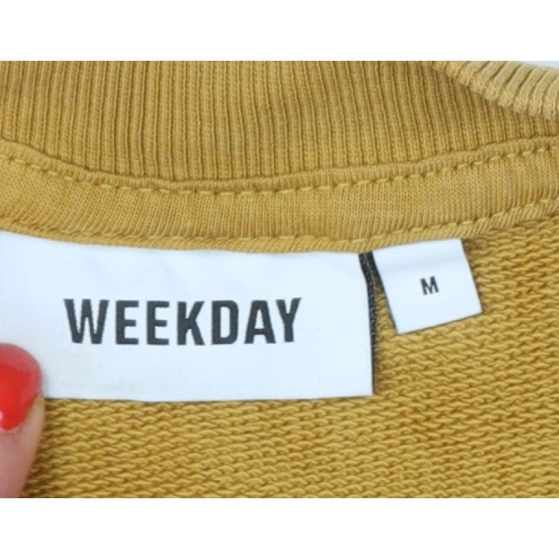 Weekday Women’s Mustard Yellow M Oversized Logo Crew Sweatshirt