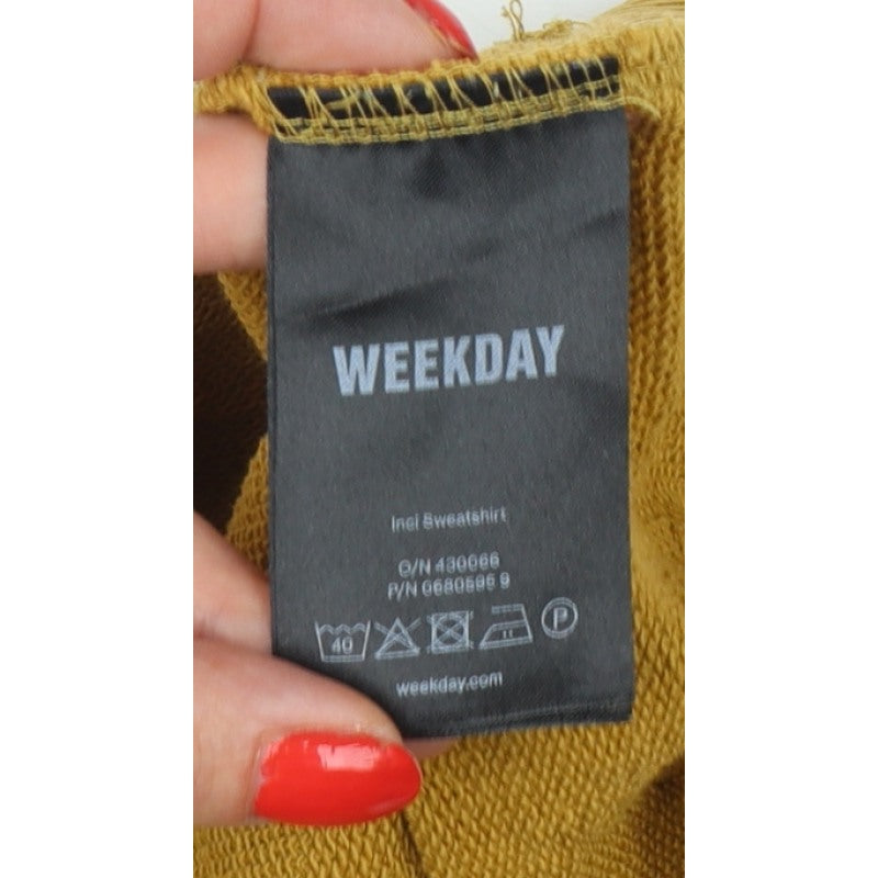 Weekday Women’s Mustard Yellow M Oversized Logo Crew Sweatshirt