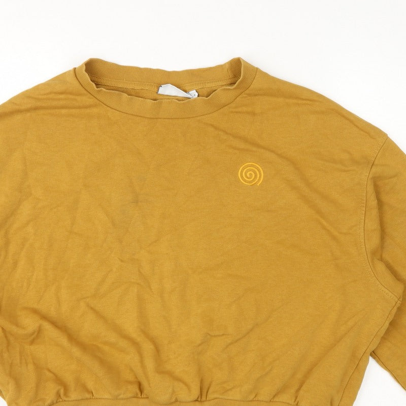 Weekday Women’s Mustard Yellow M Oversized Logo Crew Sweatshirt