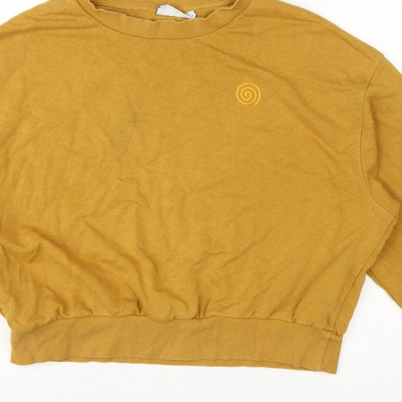 Weekday Women’s Mustard Yellow M Oversized Logo Crew Sweatshirt