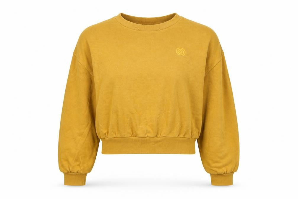 Weekday Women’s Mustard Yellow M Oversized Logo Crew Sweatshirt