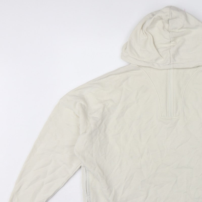 Marks & Spencer Women Ivory UK 16 1/4 Zip Hooded Pullover Sweatshirt