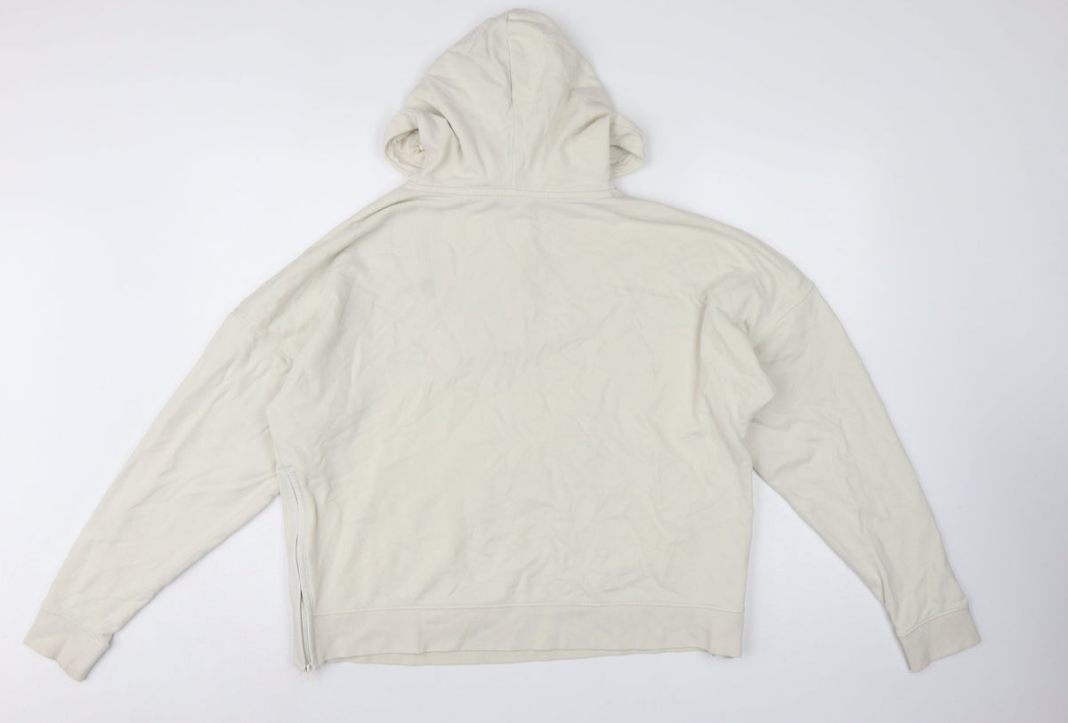 Marks & Spencer Women Ivory UK 16 1/4 Zip Hooded Pullover Sweatshirt