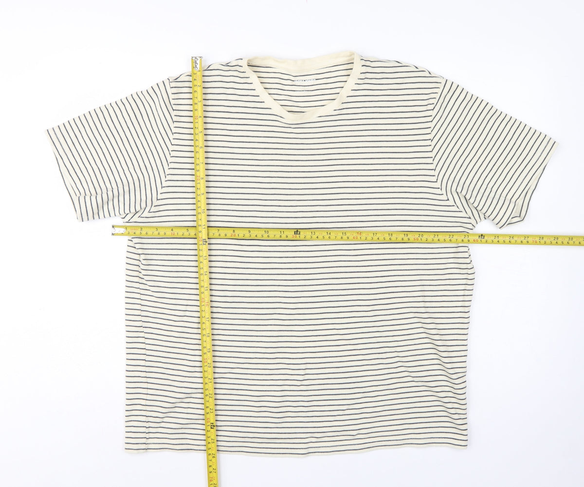 Jack & Jones Men’s White Navy Stripe XL Crew Neck Cotton T-Shirt