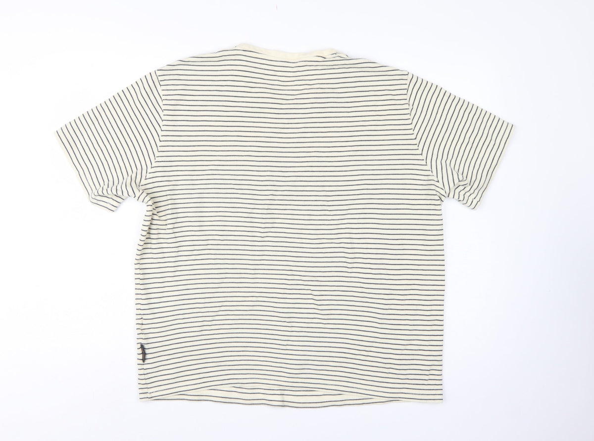 Jack & Jones Men’s White Navy Stripe XL Crew Neck Cotton T-Shirt