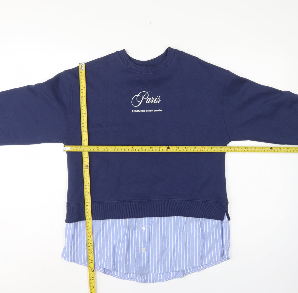 Zara Girls Blue 9-10 Years Paris Layered Shirt Hem Sweatshirt