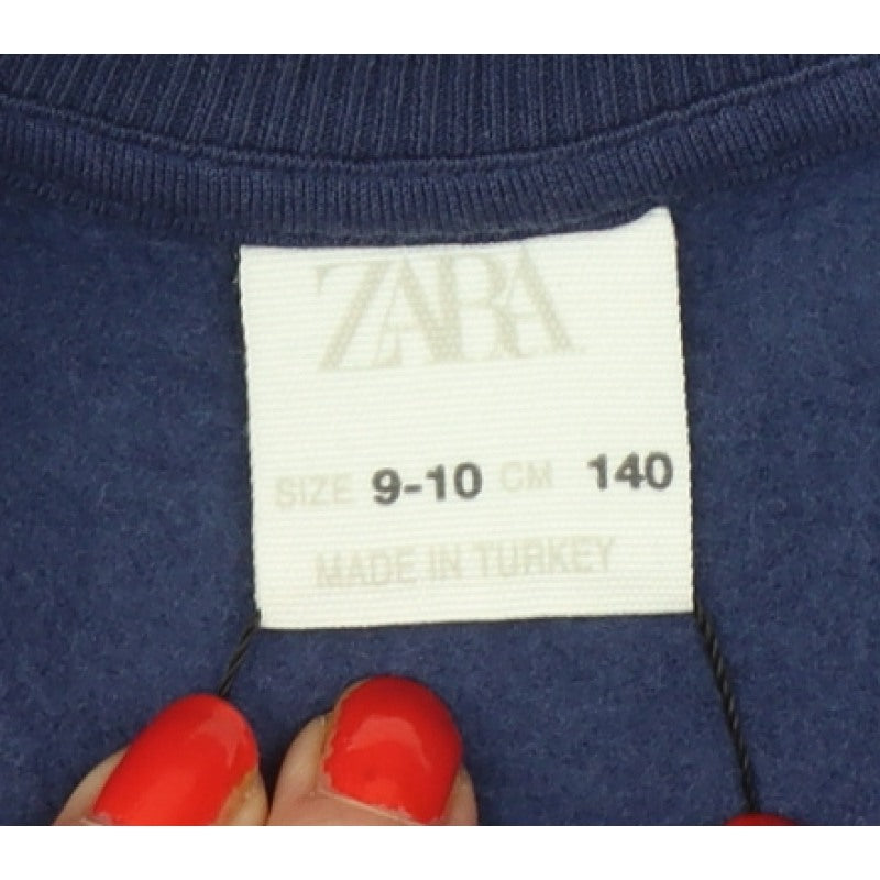 Zara Girls Blue 9-10 Years Paris Layered Shirt Hem Sweatshirt