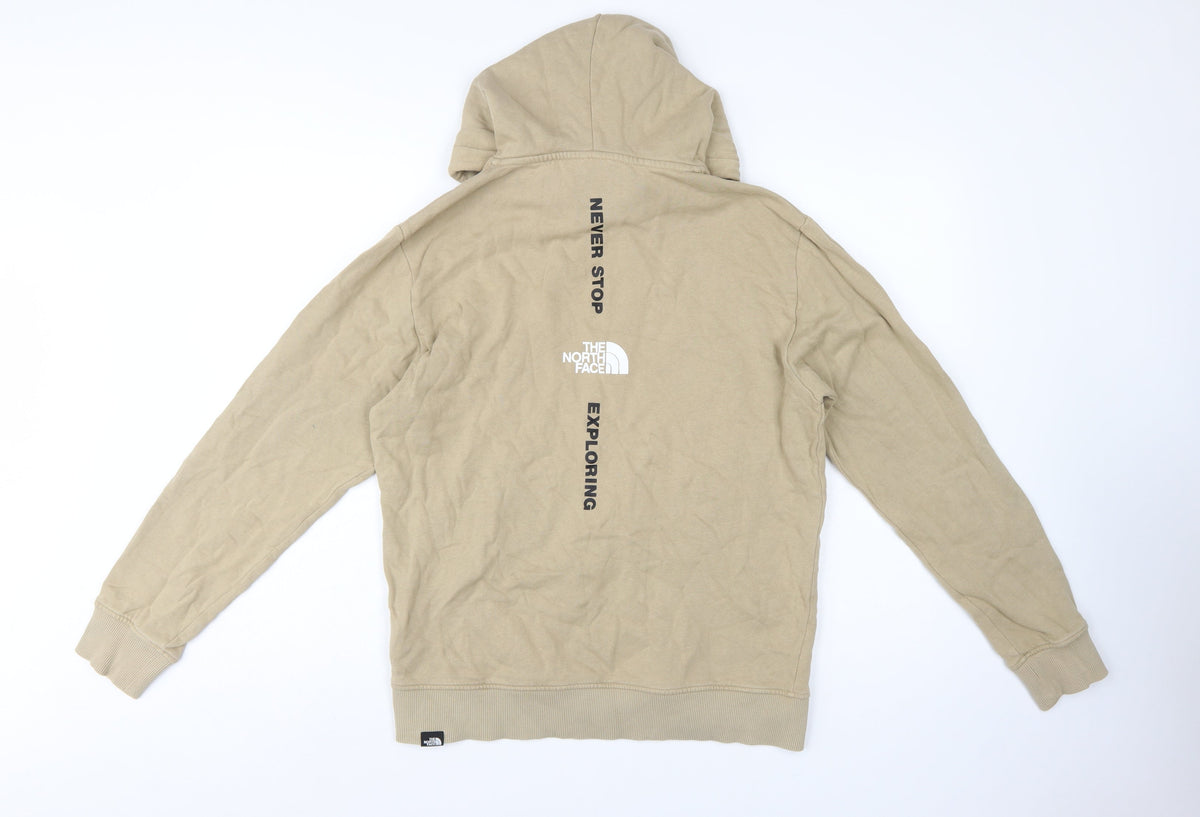 The North Face Men's Beige M Pullover Hoodie Logo Graphic Print