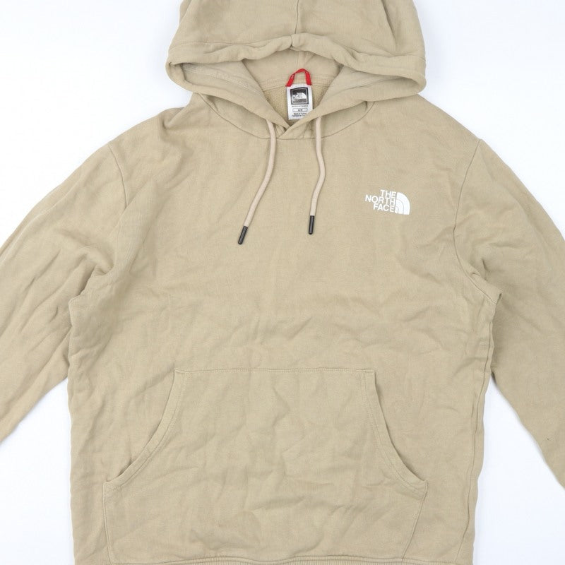 The North Face Men's Beige M Pullover Hoodie Logo Graphic Print