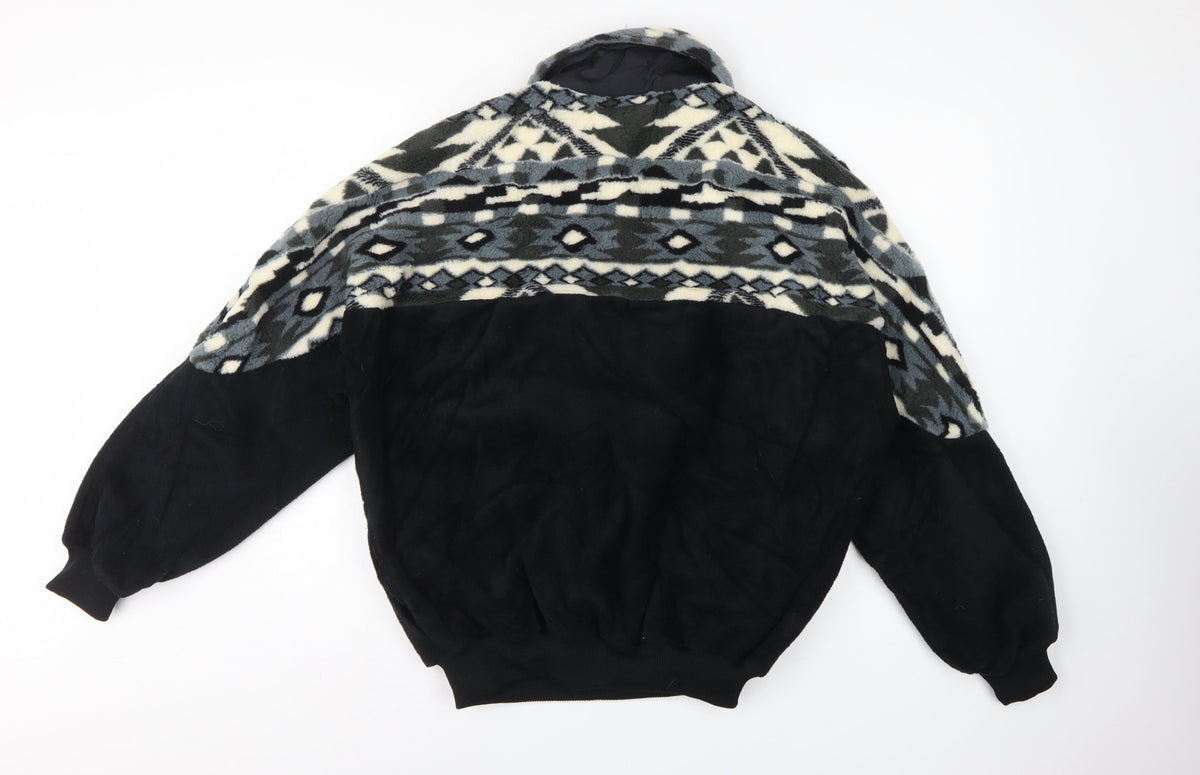 Guy Cotten Men's M Black Aztec Fleece Snap Pullover Sweatshirt