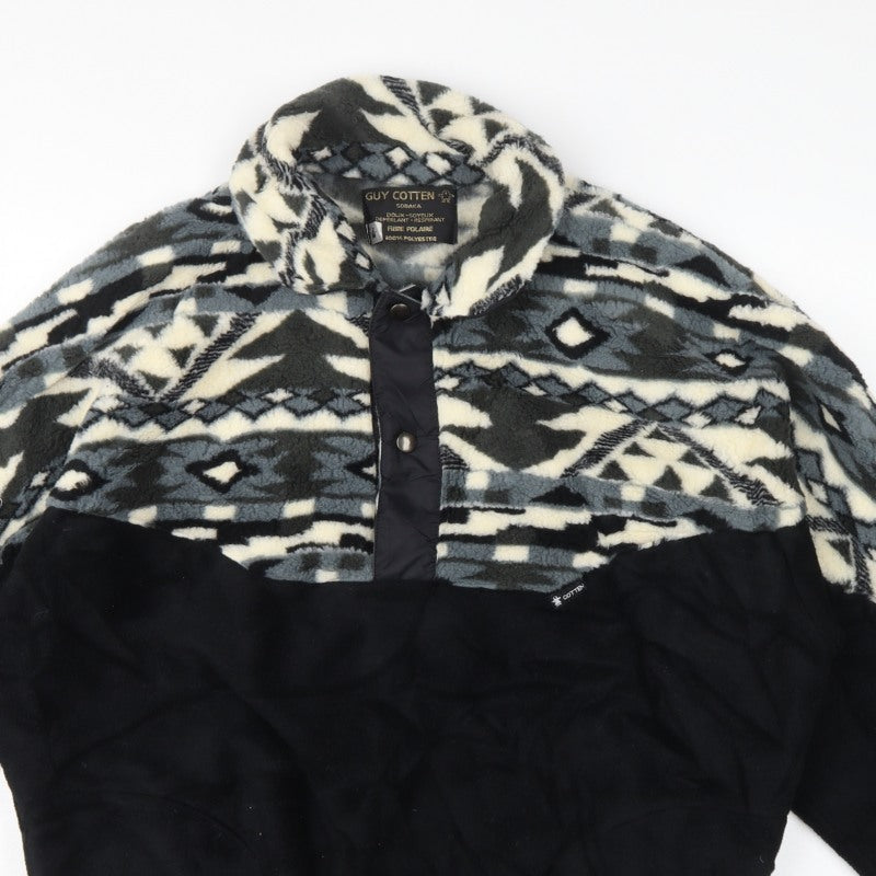 Guy Cotten Men's M Black Aztec Fleece Snap Pullover Sweatshirt