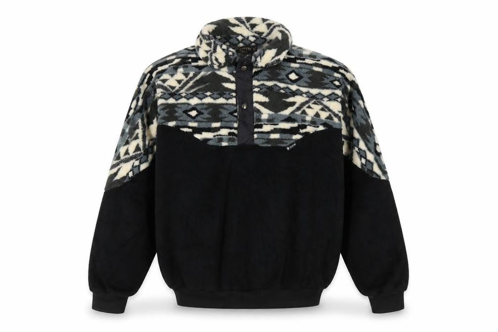 Guy Cotten Men's M Black Aztec Fleece Snap Pullover Sweatshirt
