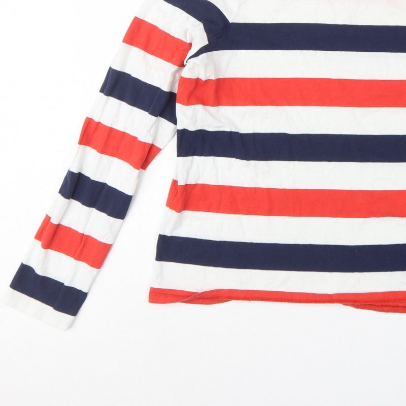 Boden Women’s Multicoloured Stripe Cotton Long Sleeve Basic Top UK 12