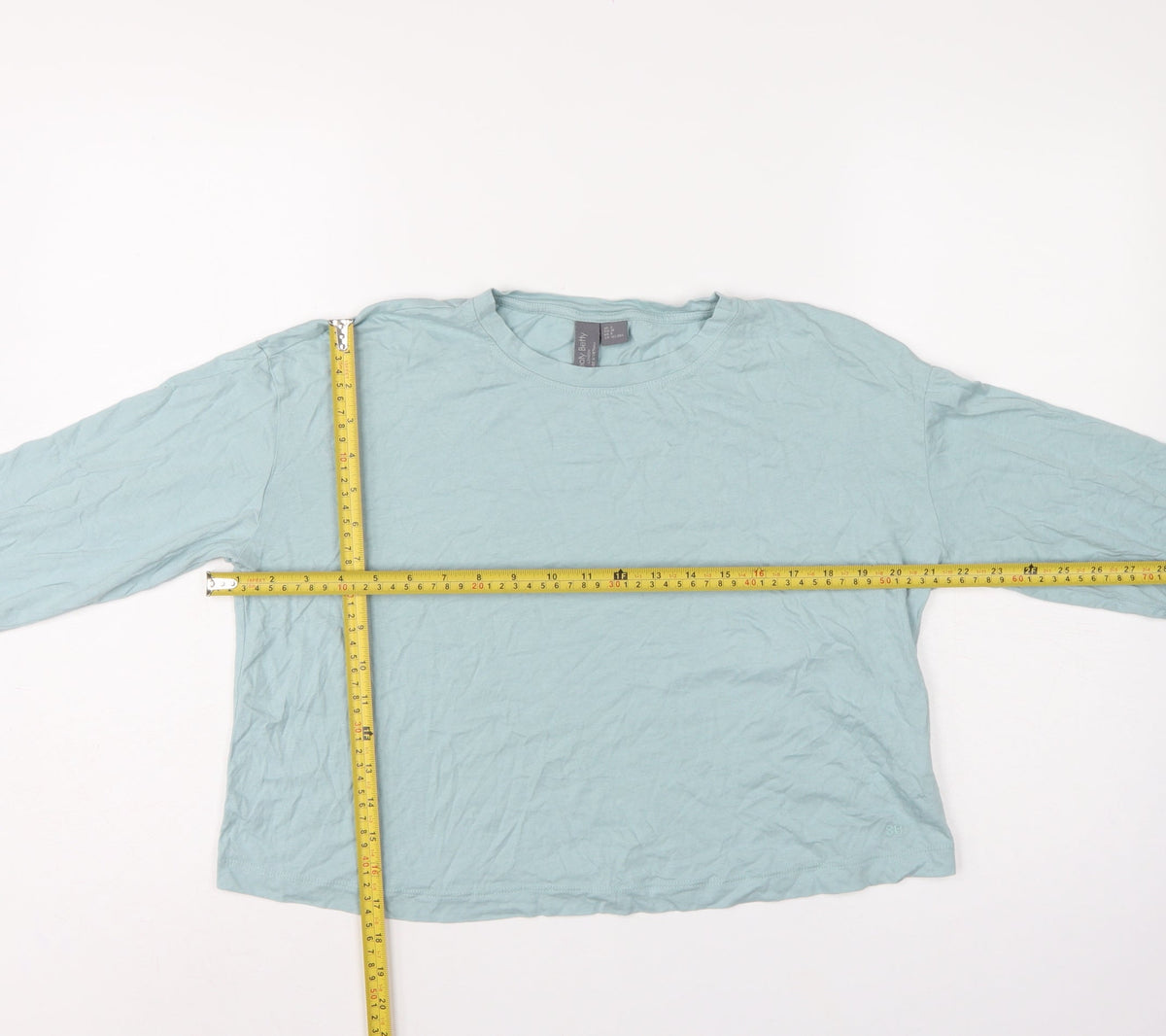 Sweety Betty Women Blue S Basic Long Sleeve Crew Neck Jersey T-Shirt