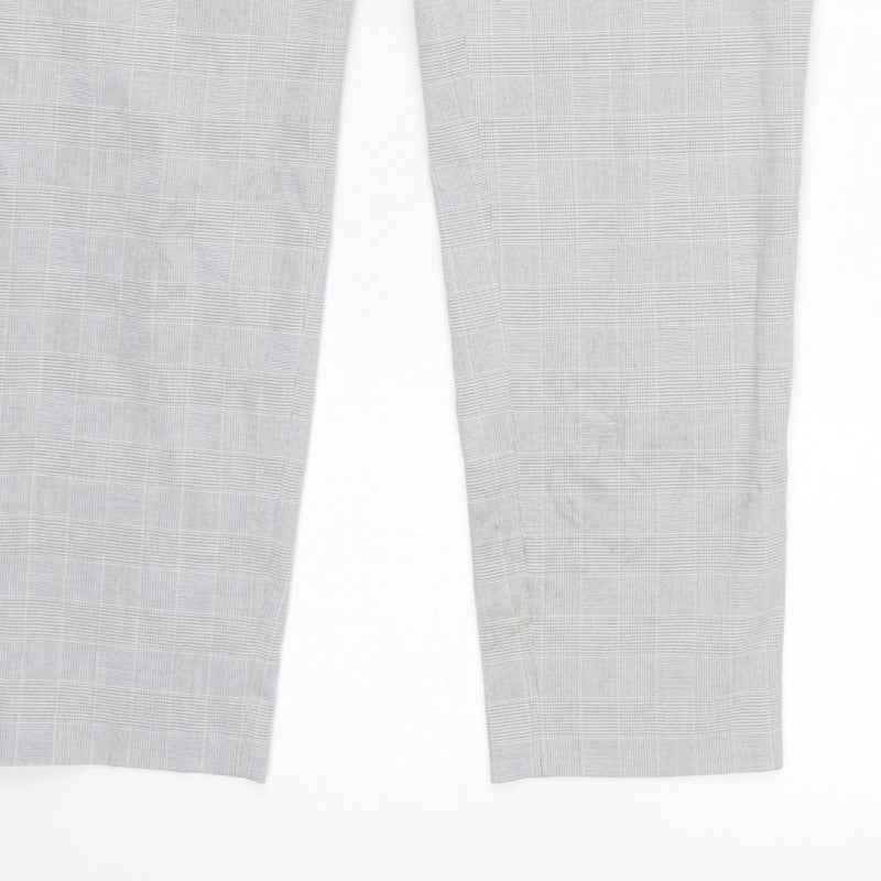 H&M Women Grey Check Tapered Dress Trousers UK 10 High Rise