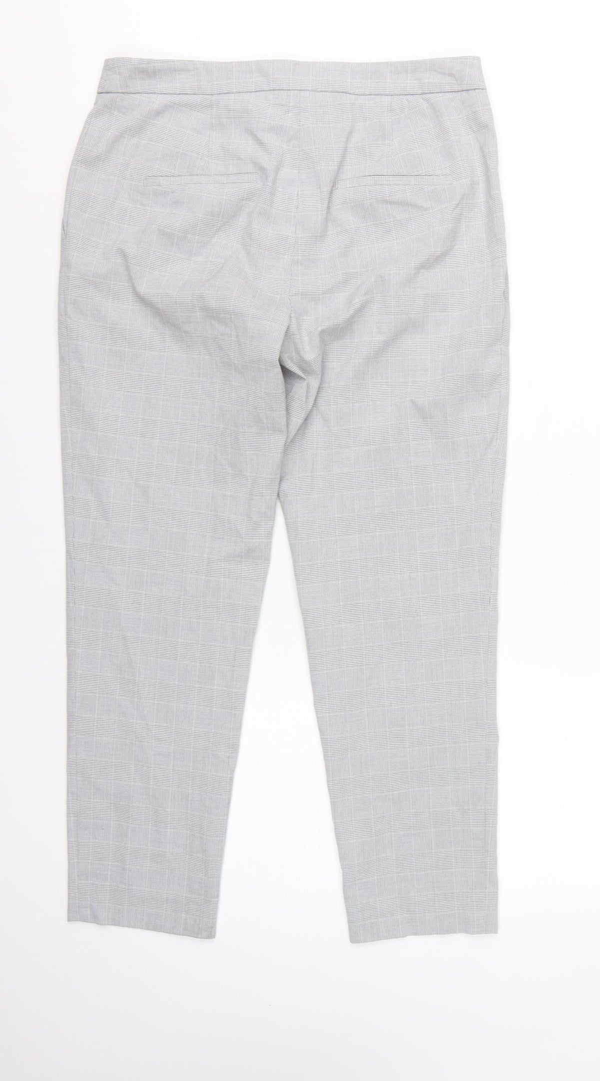H&M Women Grey Check Tapered Dress Trousers UK 10 High Rise