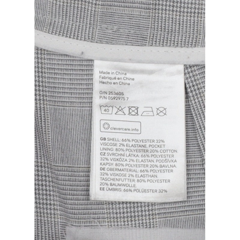 H&M Women Grey Check Tapered Dress Trousers UK 10 High Rise
