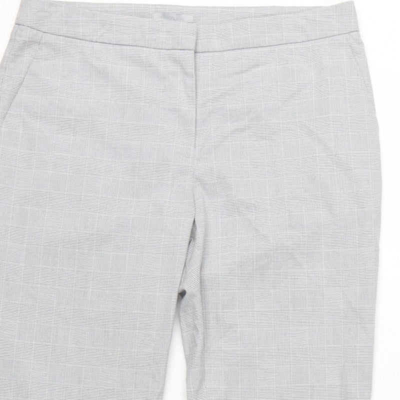 H&M Women Grey Check Tapered Dress Trousers UK 10 High Rise