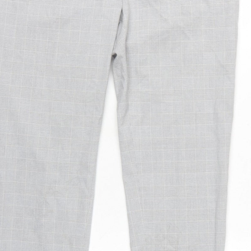 H&M Women Grey Check Tapered Dress Trousers UK 10 High Rise
