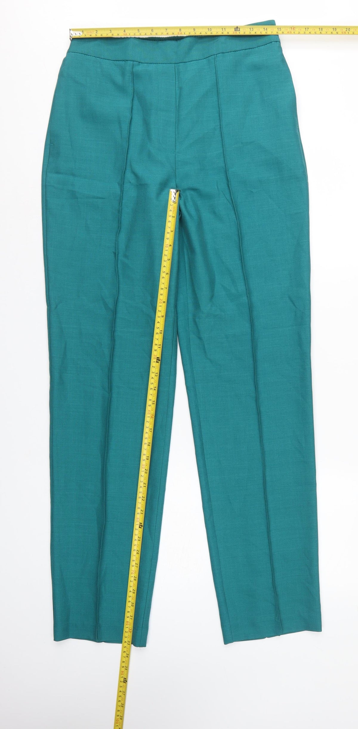 Marks and Spencer Women's Aqua Blue Size 12 Long Straight Trousers