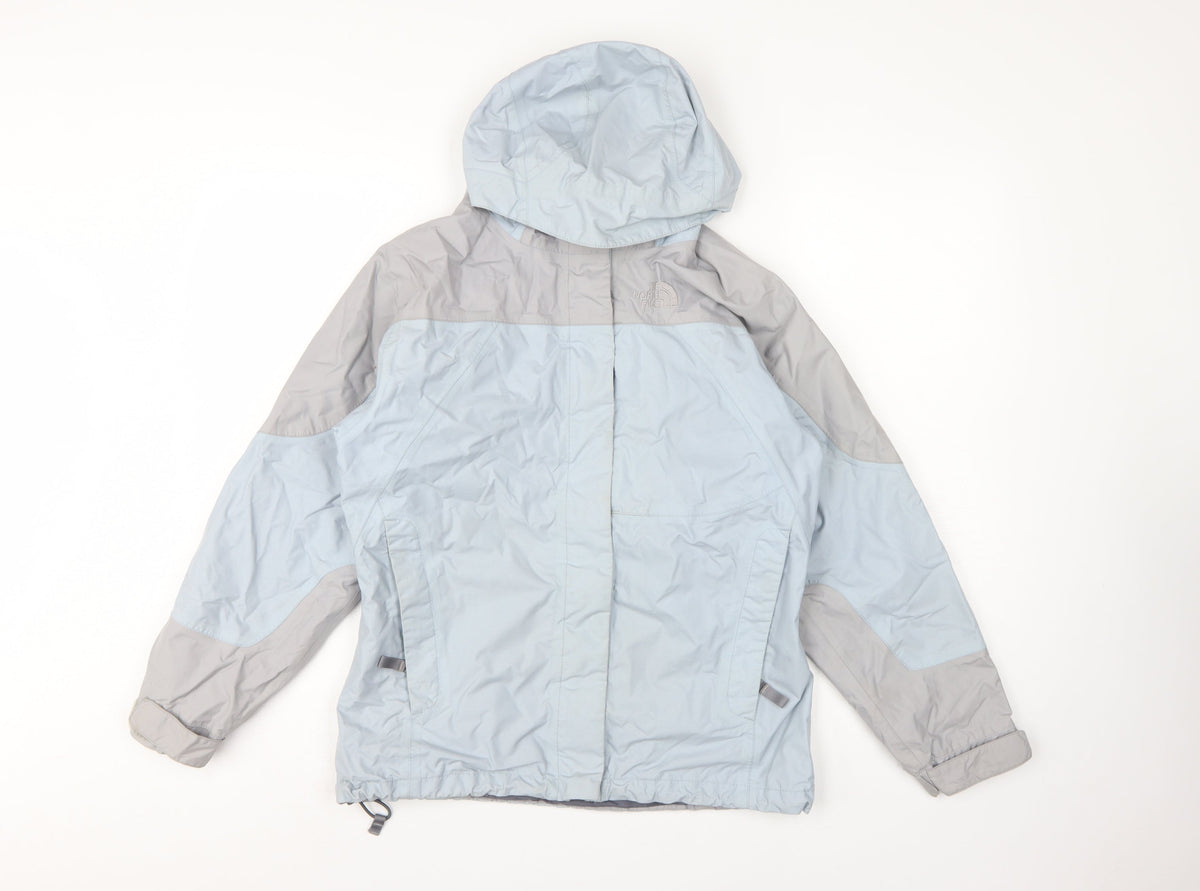 The North Face Girls Blue Grey L Hooded Ski Jacket Nylon