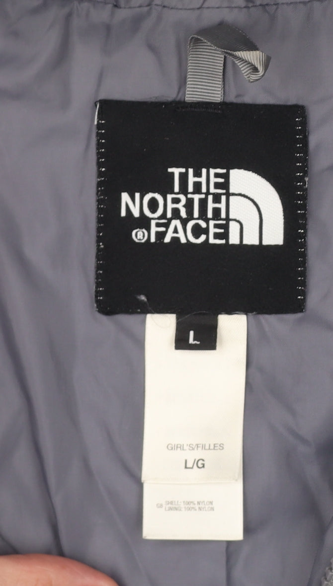 The North Face Girls Blue Grey L Hooded Ski Jacket Nylon