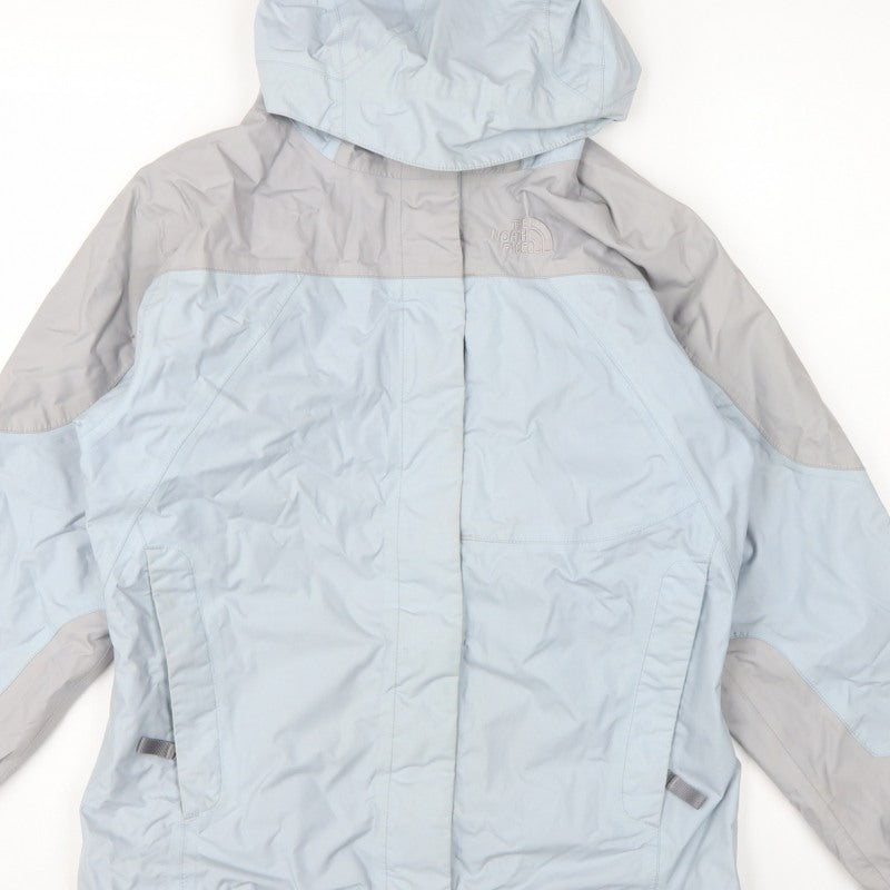 The North Face Girls Blue Grey L Hooded Ski Jacket Nylon