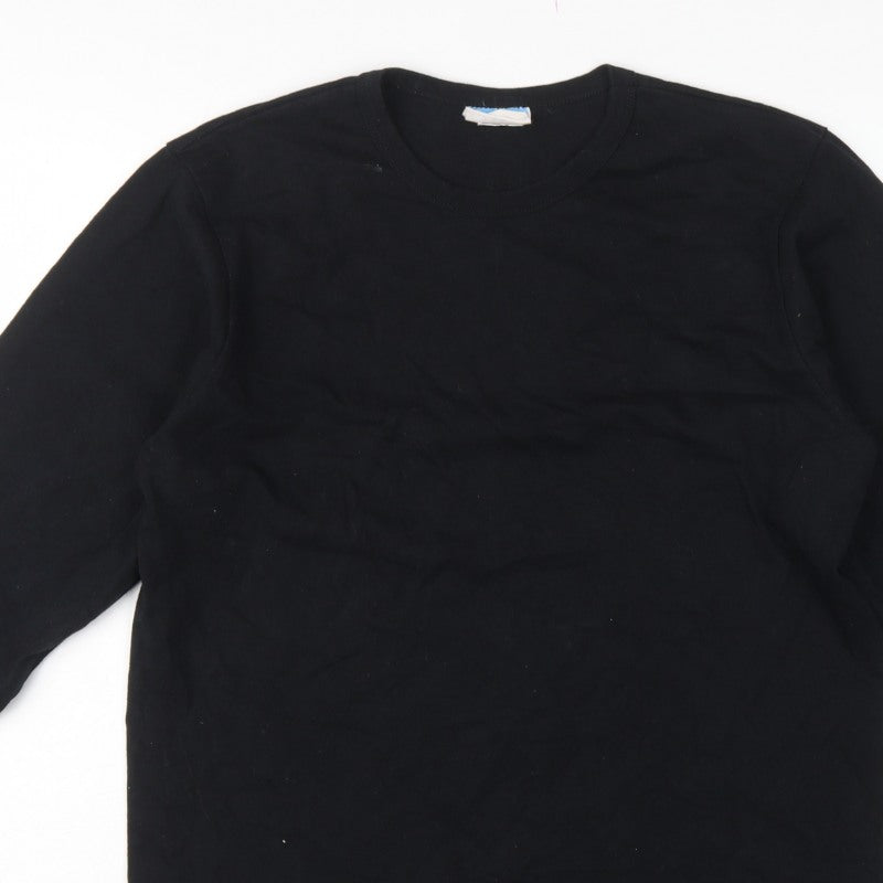 Champion Men's Black Large Long Sleeve Crew Neck Logo T-Shirt