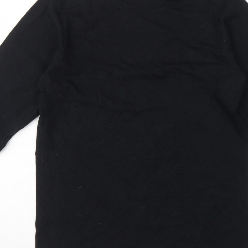 Champion Men's Black Large Long Sleeve Crew Neck Logo T-Shirt