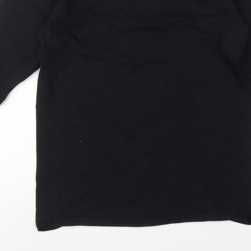 Champion Men's Black Large Long Sleeve Crew Neck Logo T-Shirt