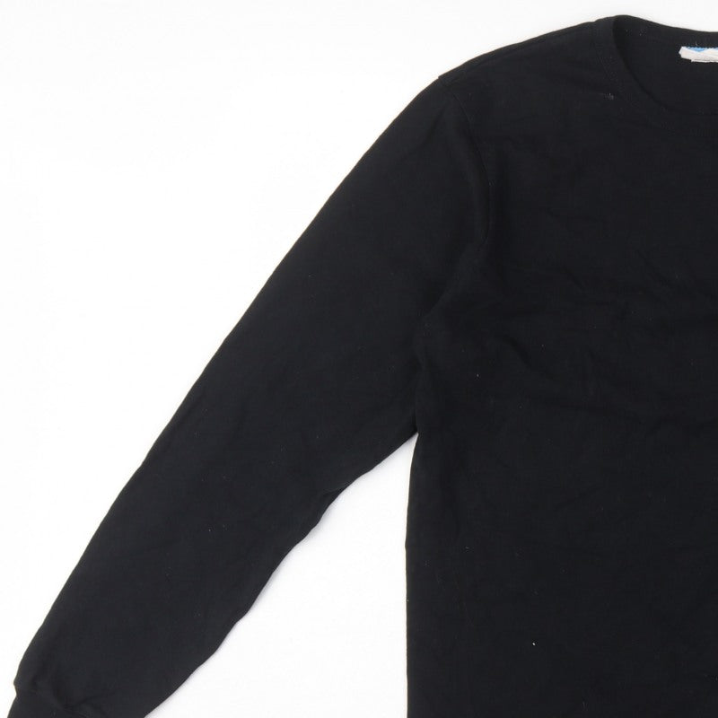 Champion Men's Black Large Long Sleeve Crew Neck Logo T-Shirt