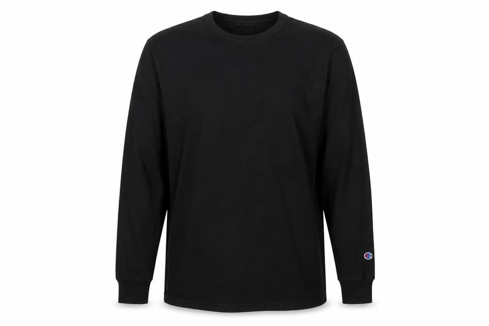 Champion Men's Black Large Long Sleeve Crew Neck Logo T-Shirt