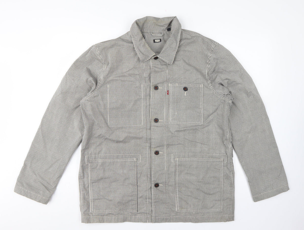 Levi's Men's Grey Striped Cotton Blend Workwear Jacket L
