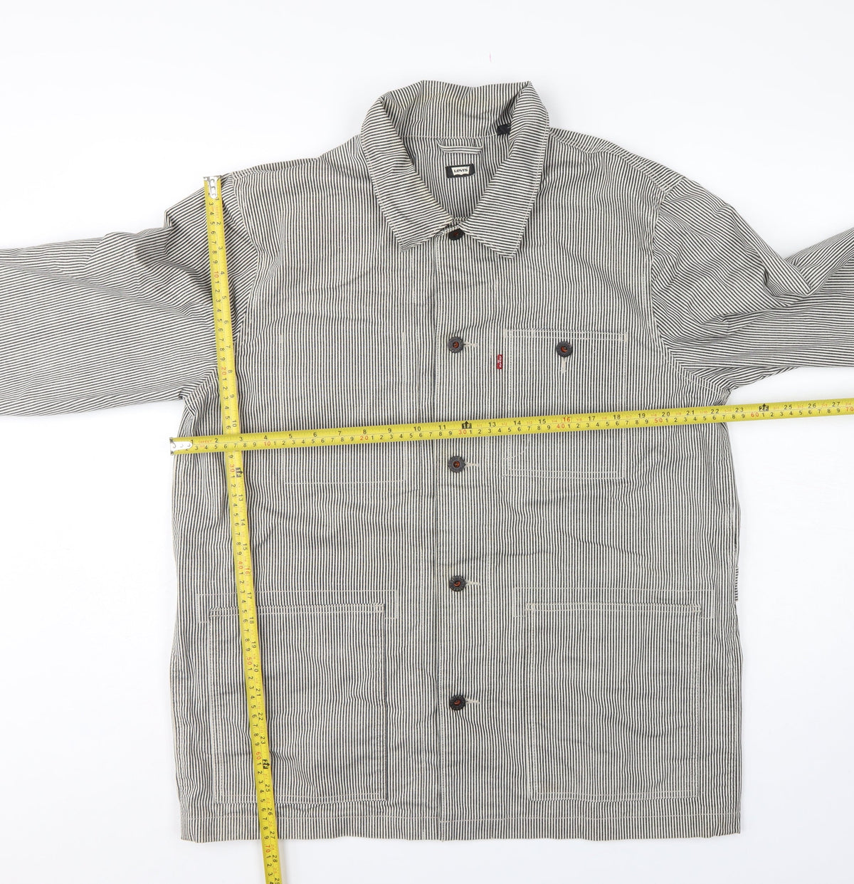 Levi's Men's Grey Striped Cotton Blend Workwear Jacket L