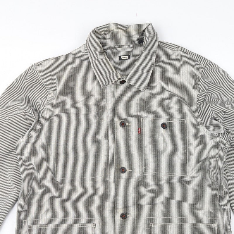 Levi's Men's Grey Striped Cotton Blend Workwear Jacket L