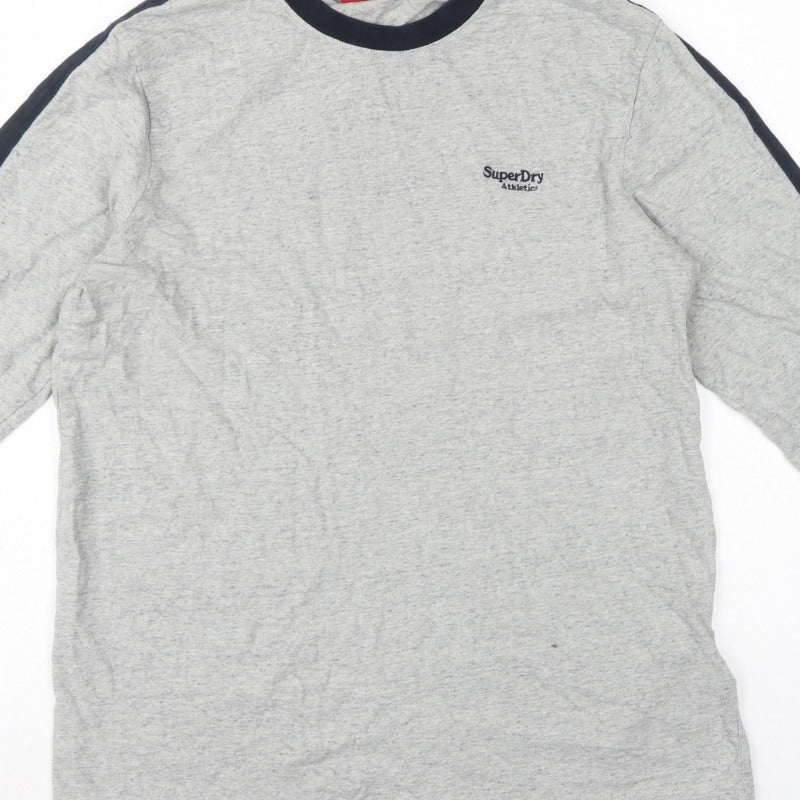 Superdry Men’s Grey L Long Sleeve Athletic Logo Crew Neck T-Shirt