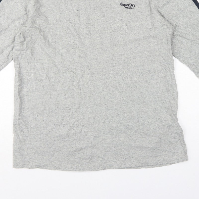 Superdry Men’s Grey L Long Sleeve Athletic Logo Crew Neck T-Shirt