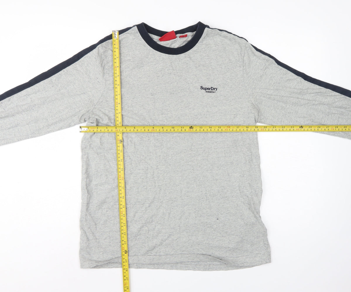 Superdry Men’s Grey L Long Sleeve Athletic Logo Crew Neck T-Shirt