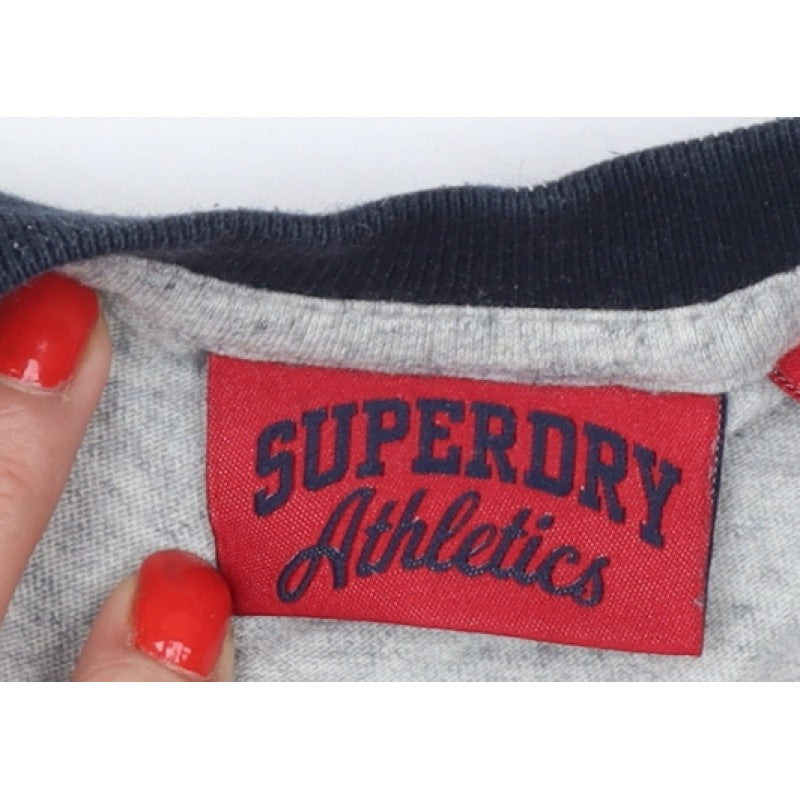 Superdry Men’s Grey L Long Sleeve Athletic Logo Crew Neck T-Shirt