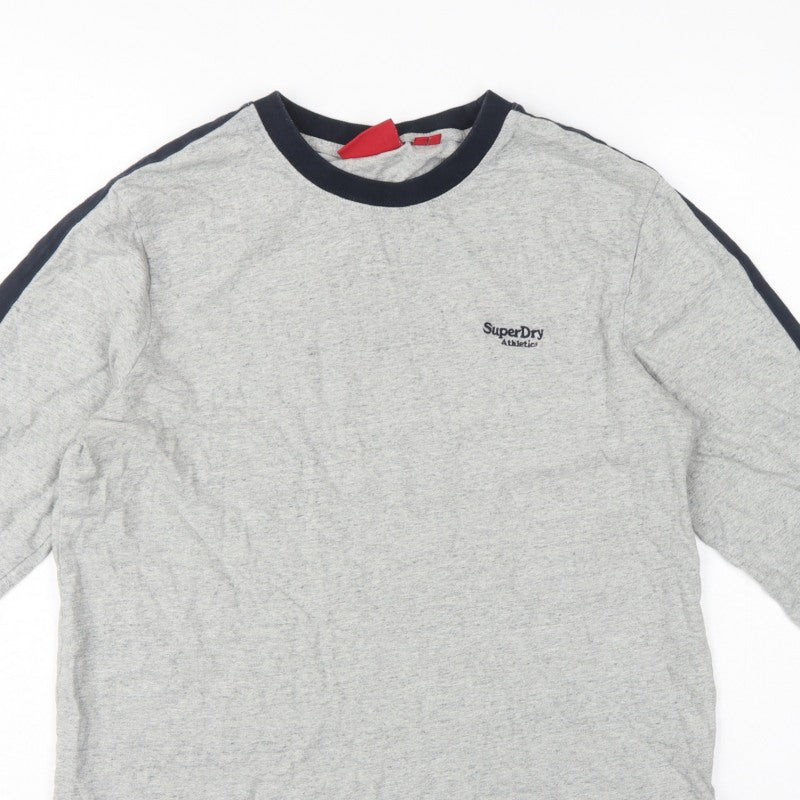 Superdry Men’s Grey L Long Sleeve Athletic Logo Crew Neck T-Shirt